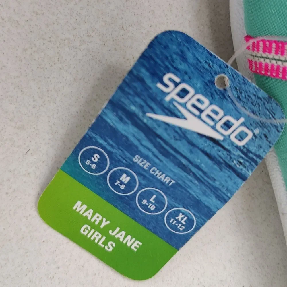 NWT Speedo Baby Toddler Girls Turquoise Pink Mary Jane Water Shoes, Sz S (5-6)